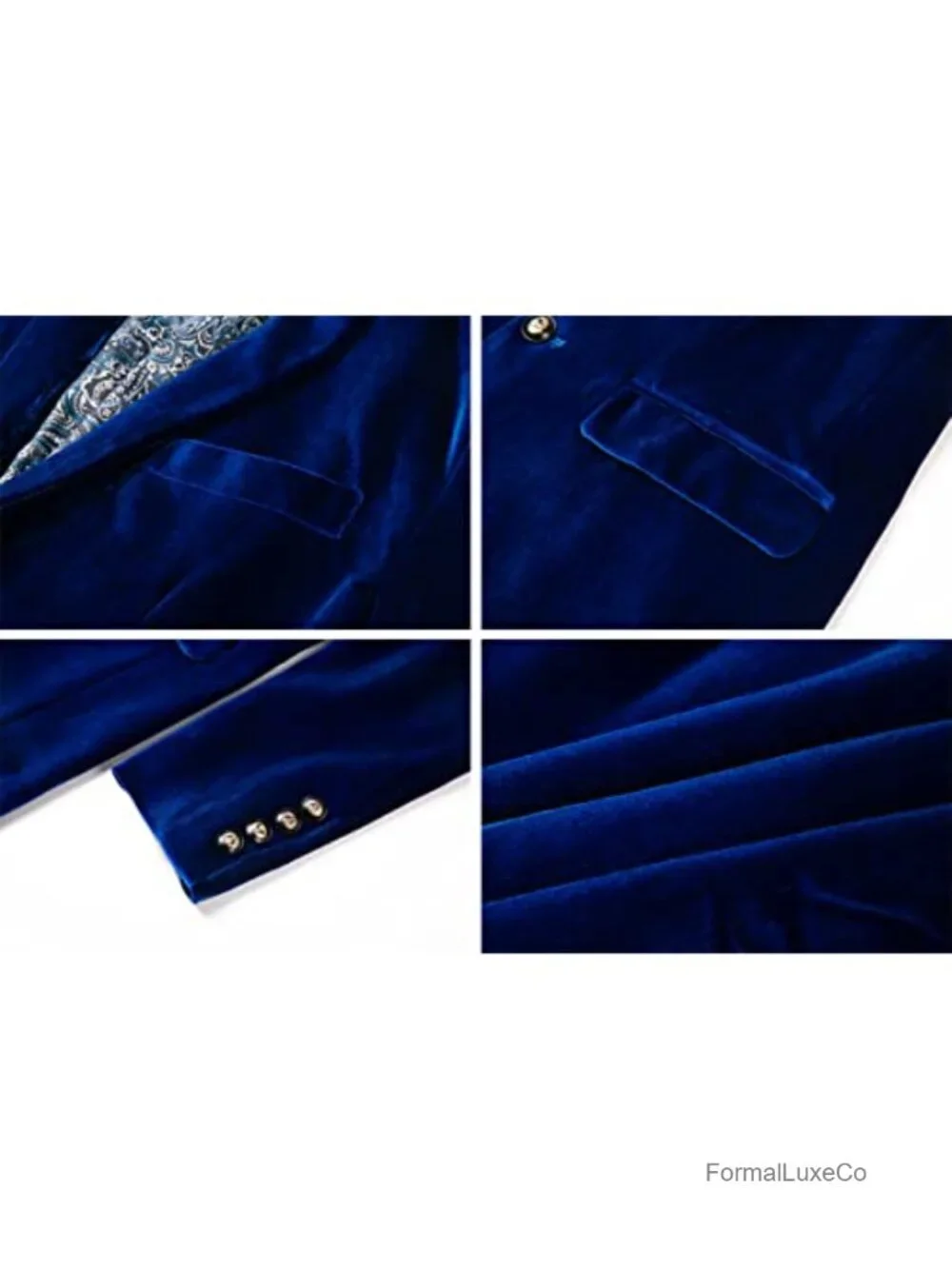 Men's Velvet Blazer Slim Fit Two Button Suit Jacket Wedding Formal